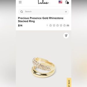 Gold Stacked Ring - NWOT/NWT Lulus Rhinestone